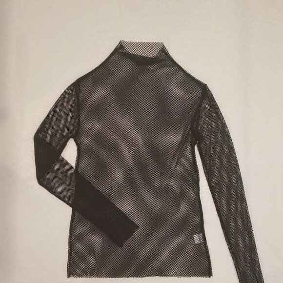Kate Hewko 💗 Womens Long Sleeve Higher Neck Black Mesh Top 💗 - Picture 6 of 14